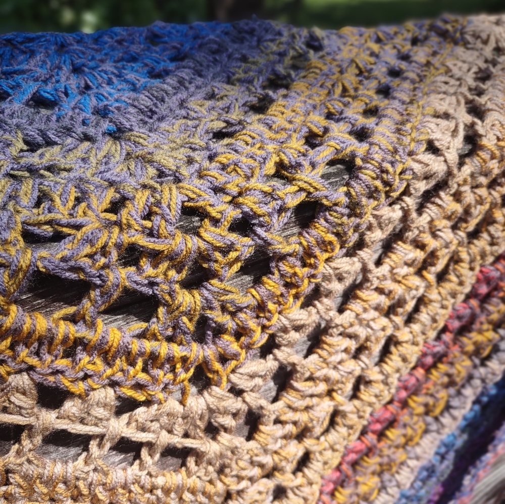 New handmade multi colored crochet triangler scarf/shawl with tassels - Picture 11 of 11